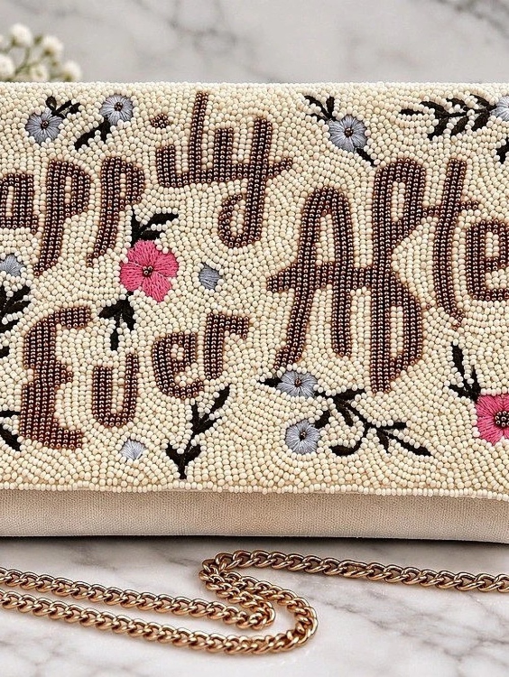 Happily Ever After Beaded Clutch Floral Chain Clutch
